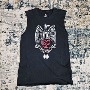 Ernie Ball Guitar Strings Shirt Mens L Black Graphic Print T-Shirt Distressed